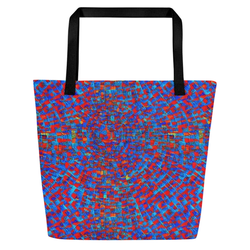 Neon City Grid on a Large Tote Bag W/ Pocket