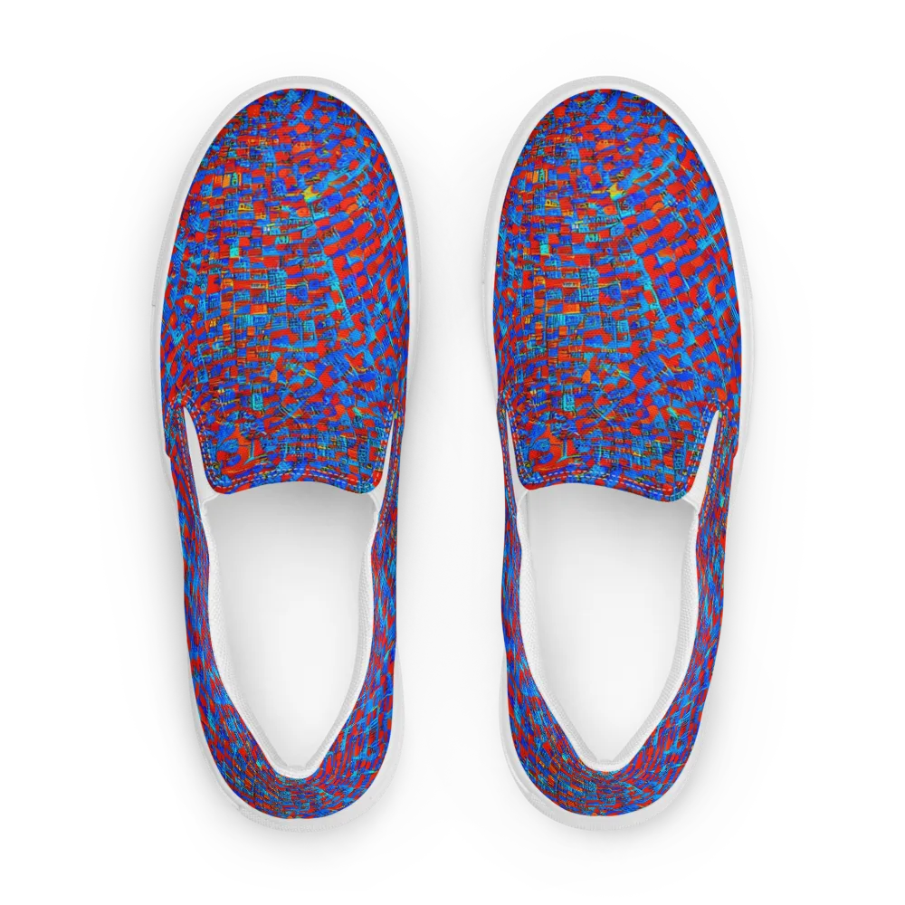 Neon City Grid on Women's Slip-On Canvas Shoes — Front