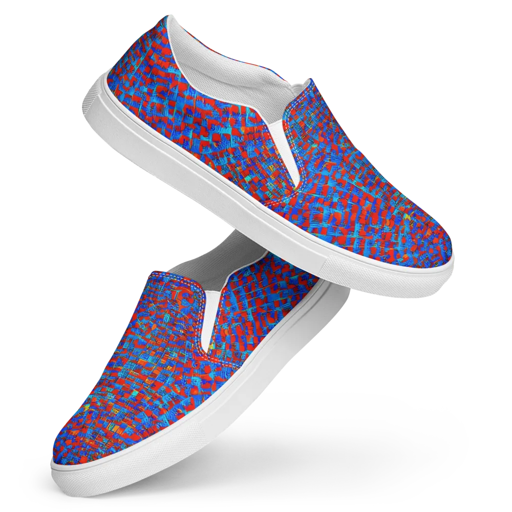 Neon City Grid on Women's Slip-On Canvas Shoes — Front