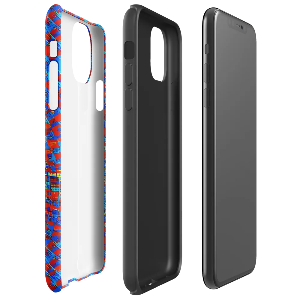Neon City Grid on Tough Case for iPhone® — Right