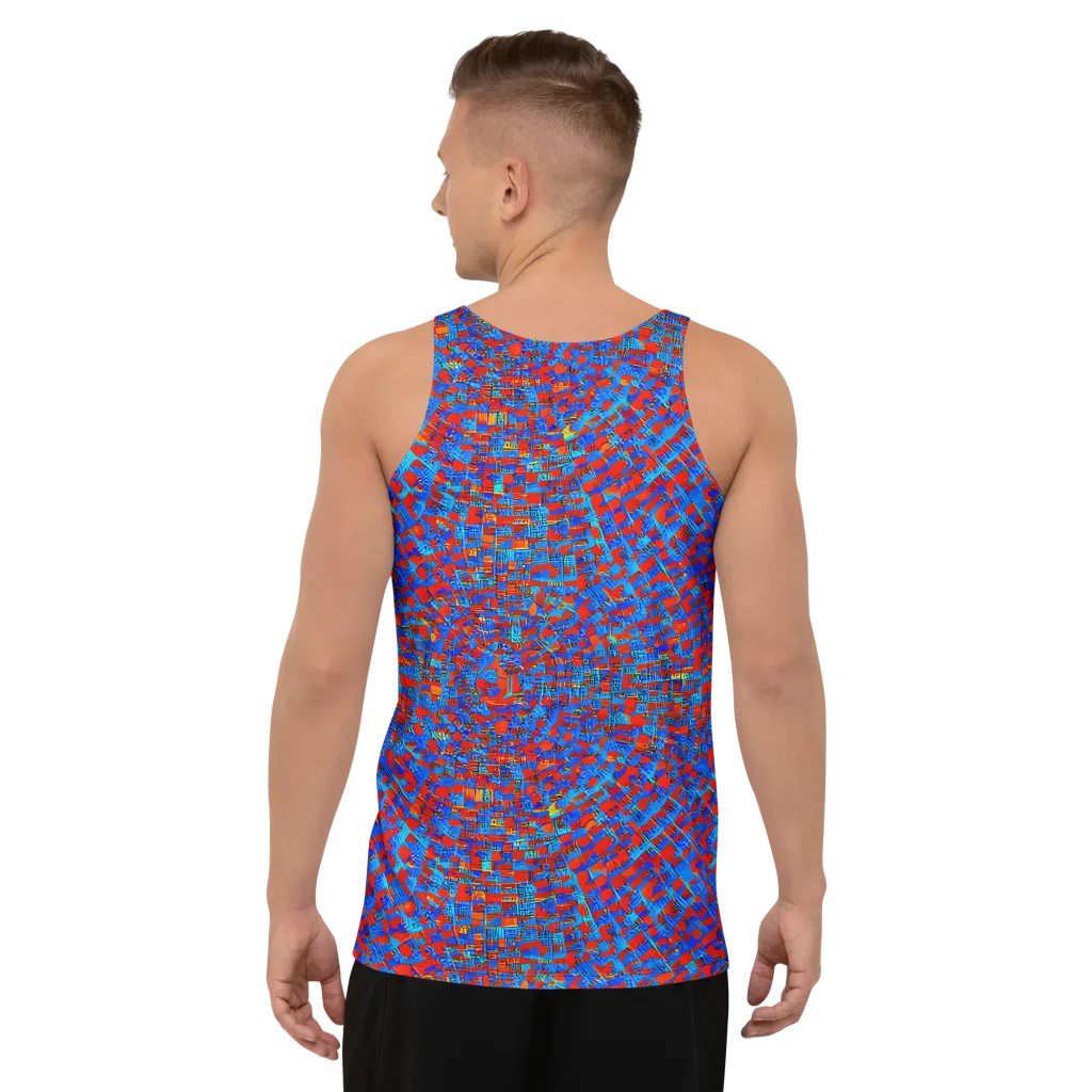 Neon City Grid on Men's Tank Top — Back