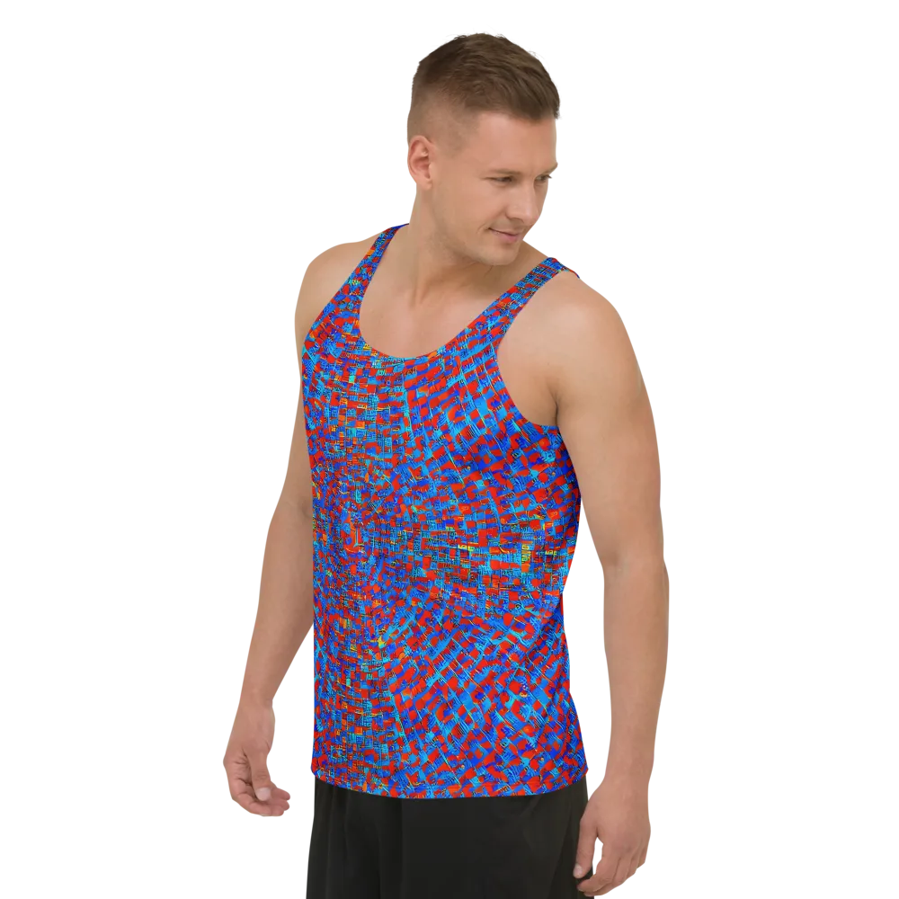 Neon City Grid on Men's Tank Top — Left Front