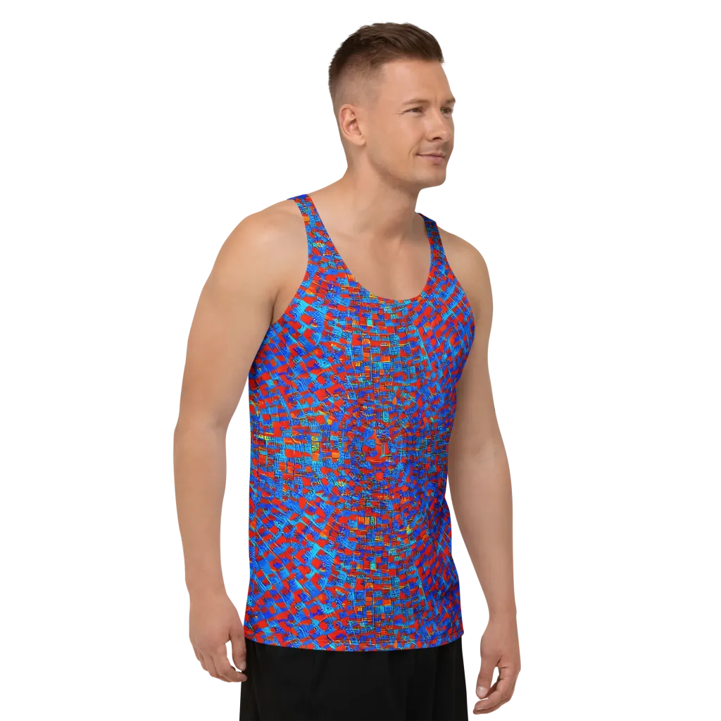 Neon City Grid on Men's Tank Top — Right Front