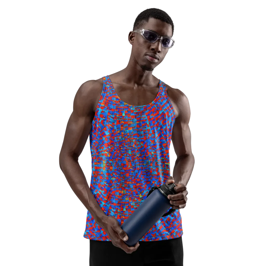 Neon City Grid on Men's Tank Top — Front