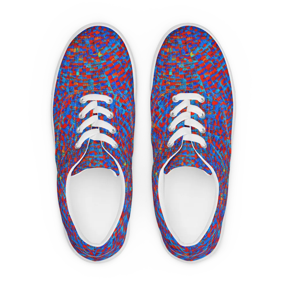 Neon City Grid on Men's Lace-Up Canvas Shoes — Front