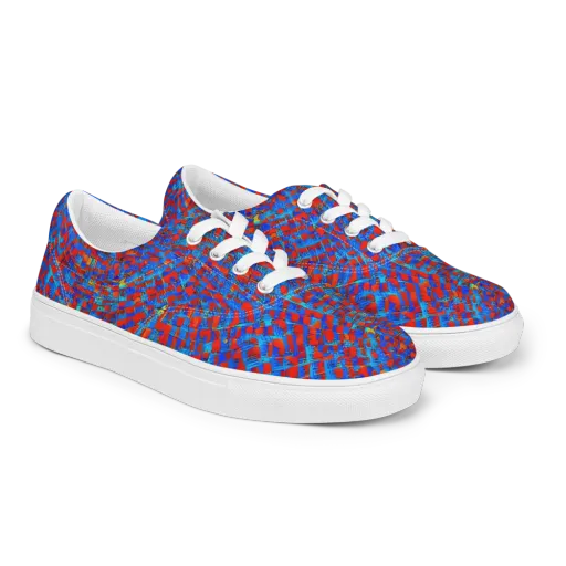 Neon City Grid on a Men's Lace-Up Canvas Shoes
