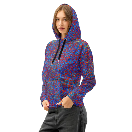 Neon City Grid on a Cotton Hoodie