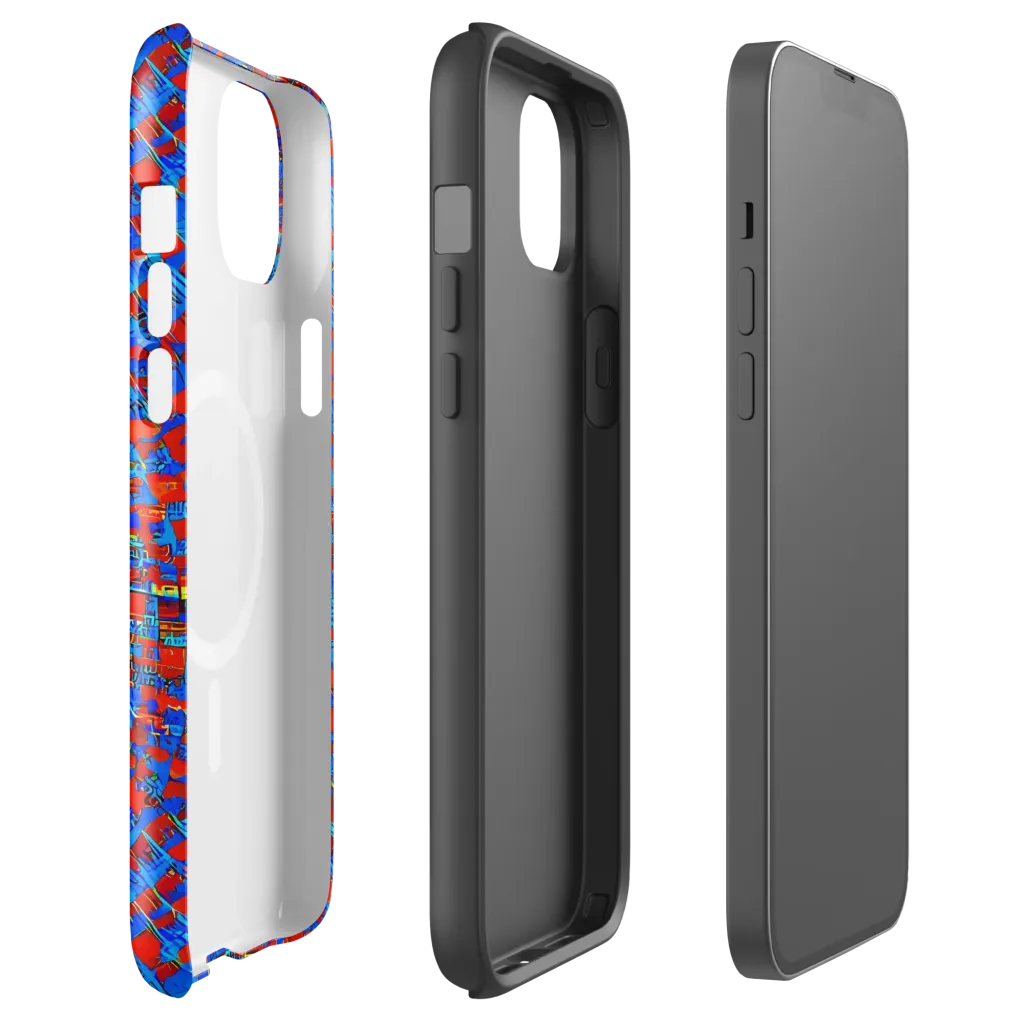 Neon City Grid on MagSafe Tough Case for iPhone® — Front