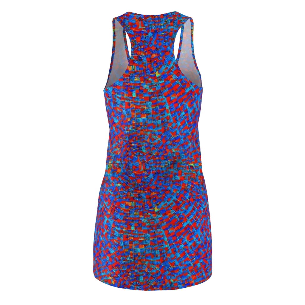 Neon City Grid on Racerback Dress — Back