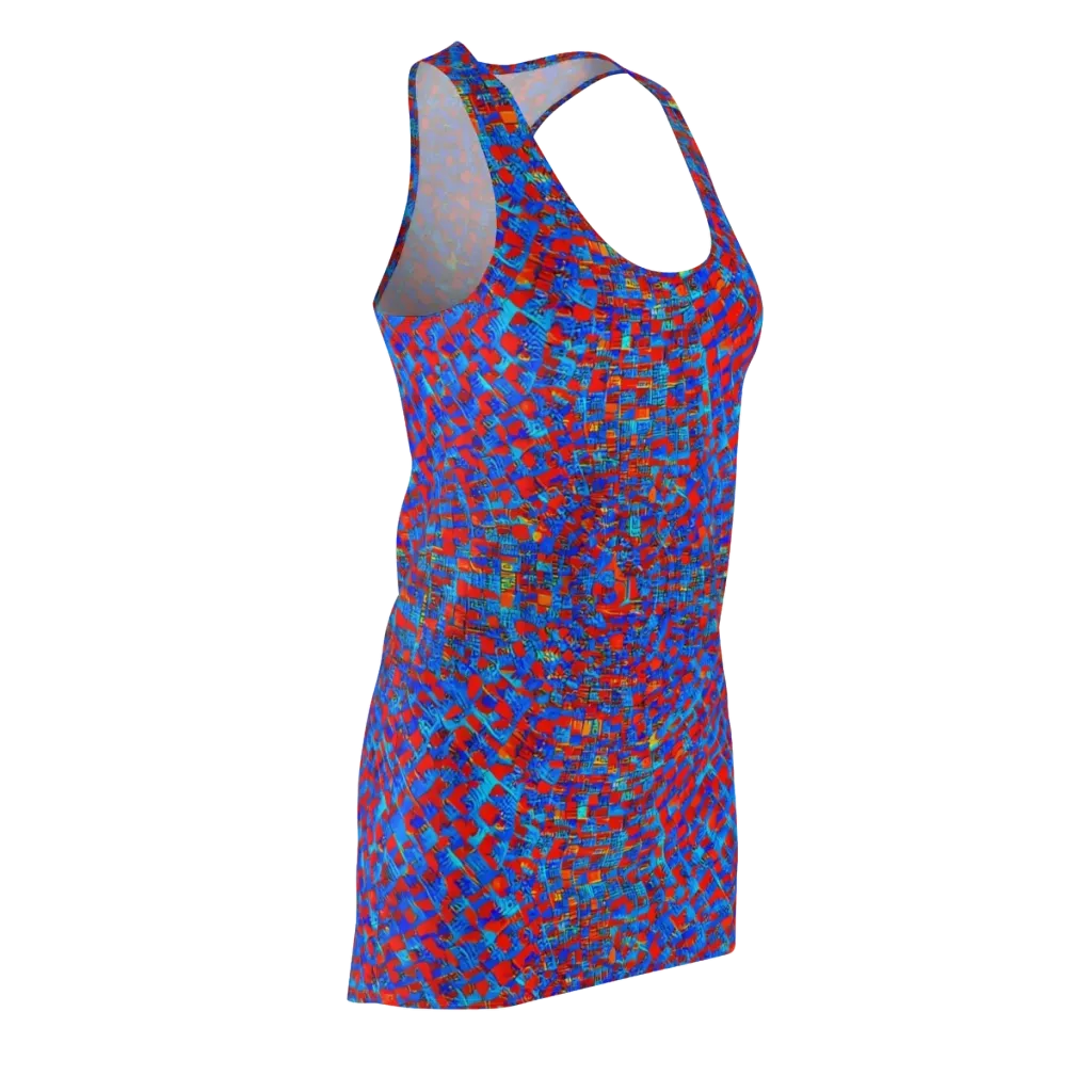 Neon City Grid on Racerback Dress — Front Side