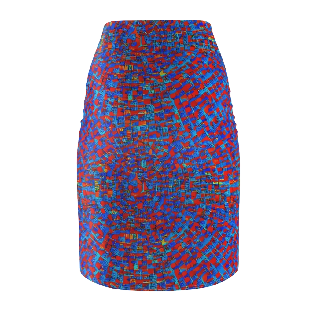 Neon City Grid on Pencil Skirt — Back