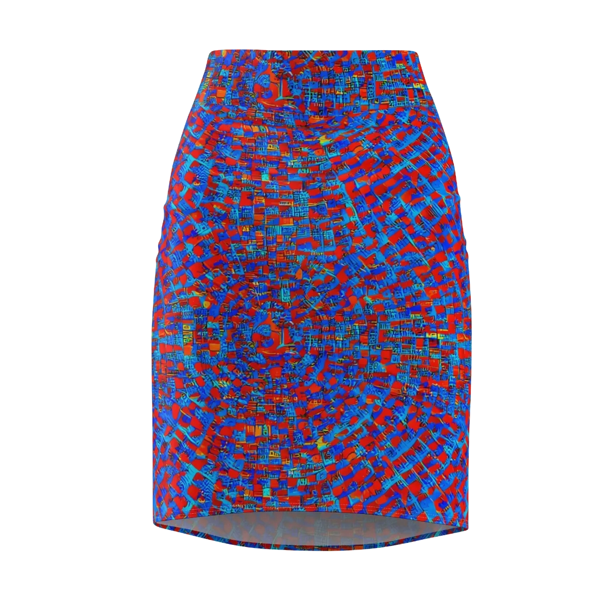 Neon City Grid on Pencil Skirt — Front