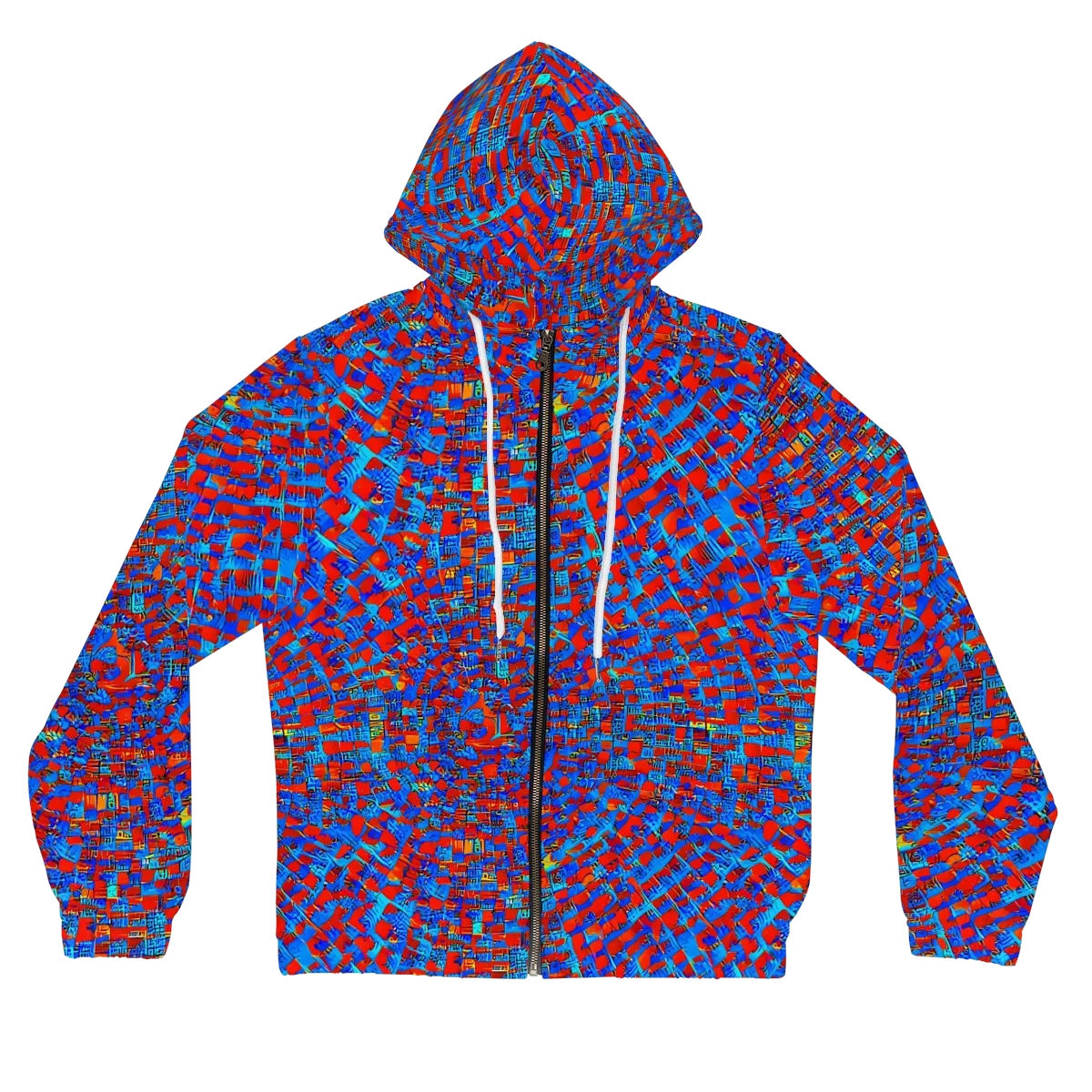 Neon City Grid on Women's Full-Zip Hoodie — Front