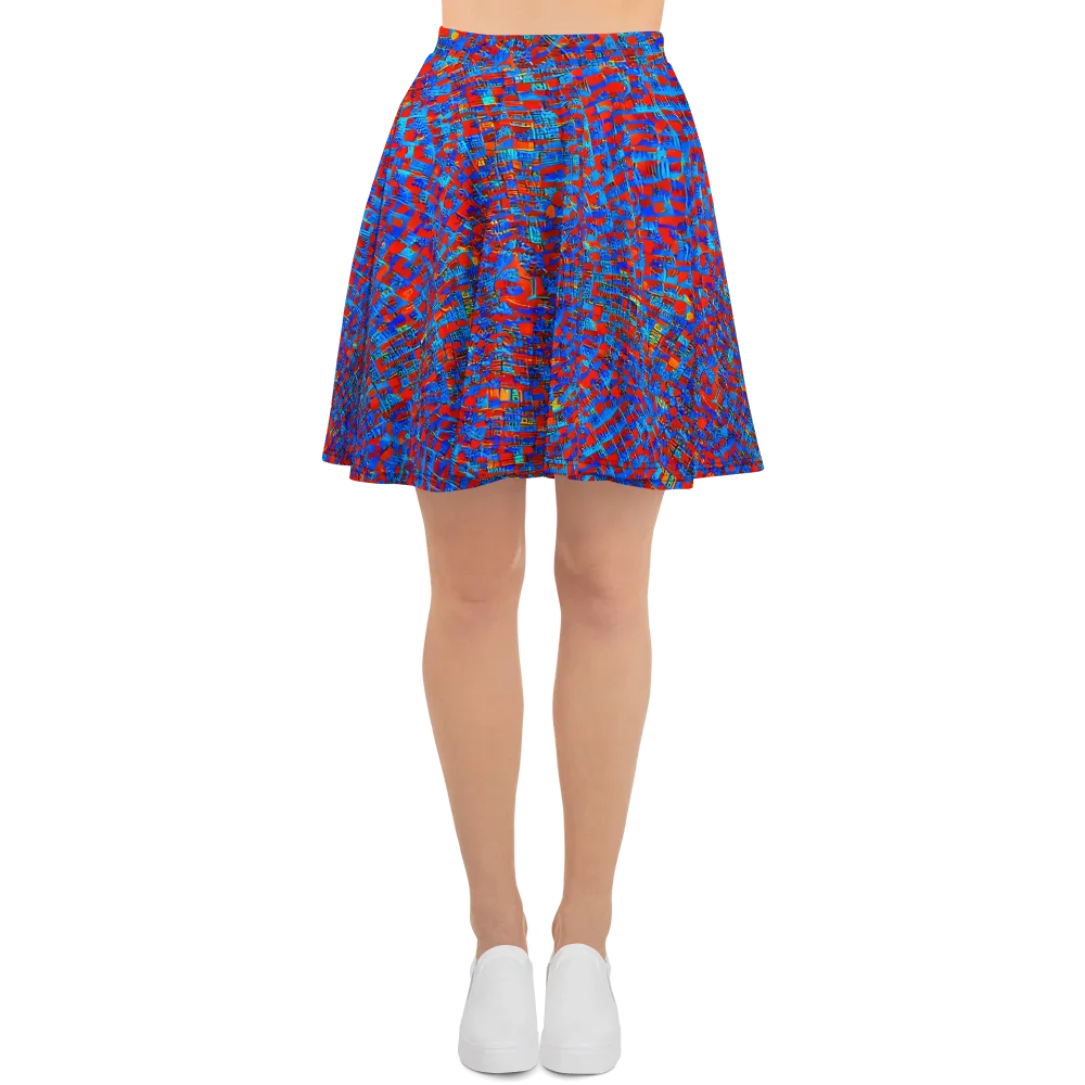 Neon City Grid on Skater Skirt — Front