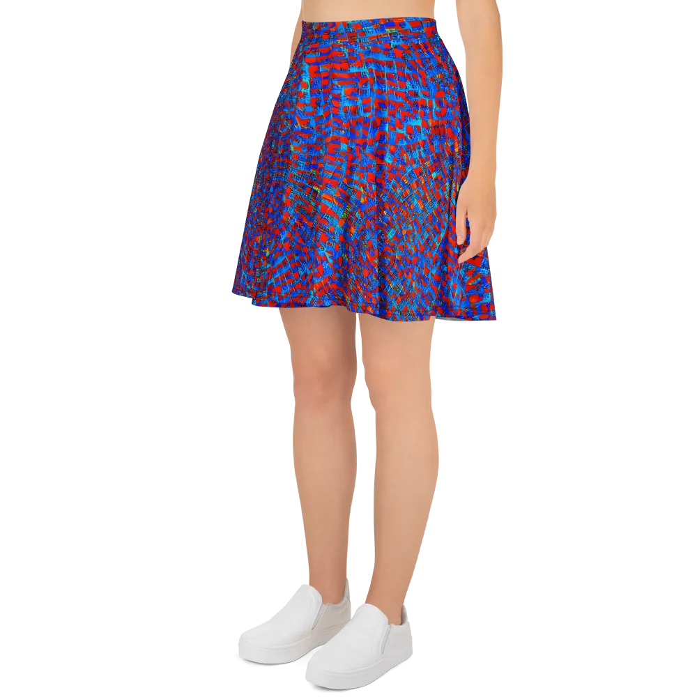 Neon City Grid on Skater Skirt — Left