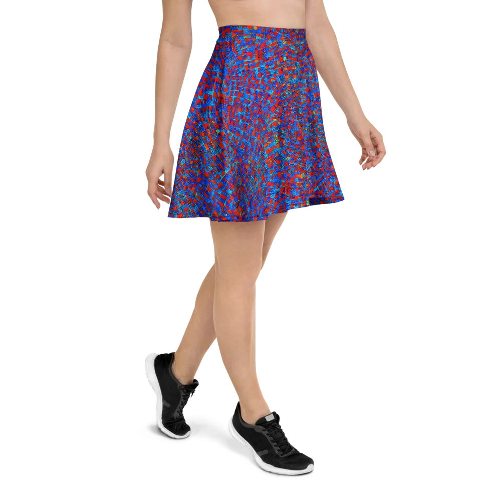 Neon City Grid on Skater Skirt — Right