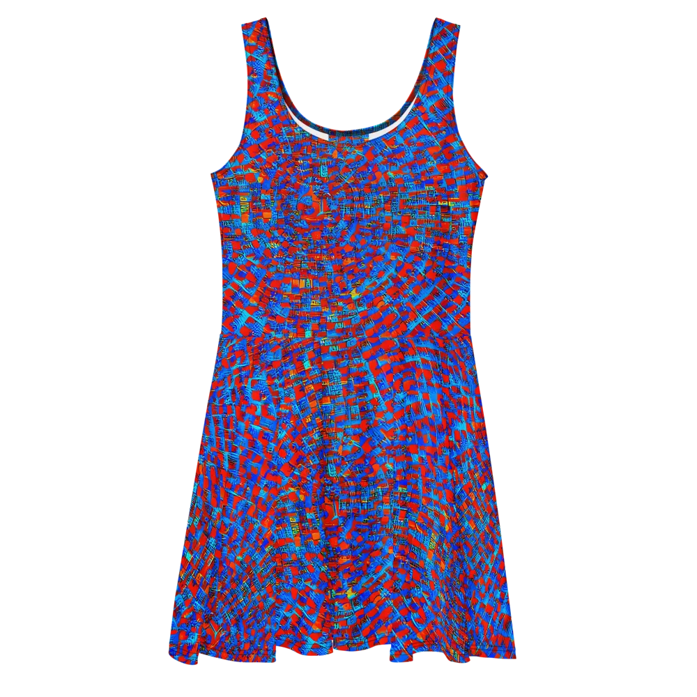 Neon City Grid on Skater Dress — Front