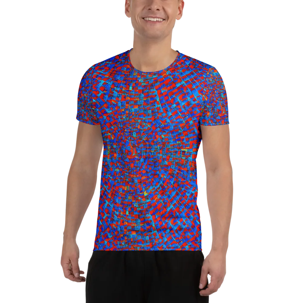 Neon City Grid on Men's Athletic T-Shirt — Front