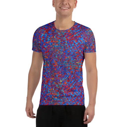 Neon City Grid on a Men's Athletic T-Shirt
