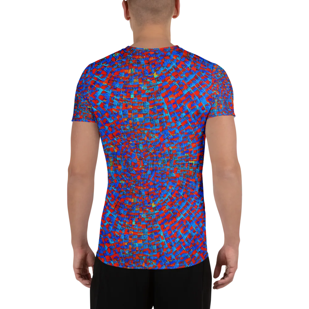 Neon City Grid on Men's Athletic T-Shirt — Back