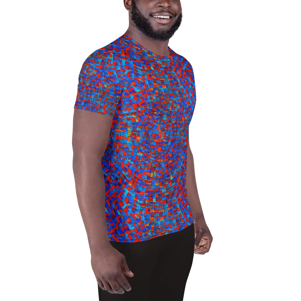 Neon City Grid on Men's Athletic T-Shirt — Right