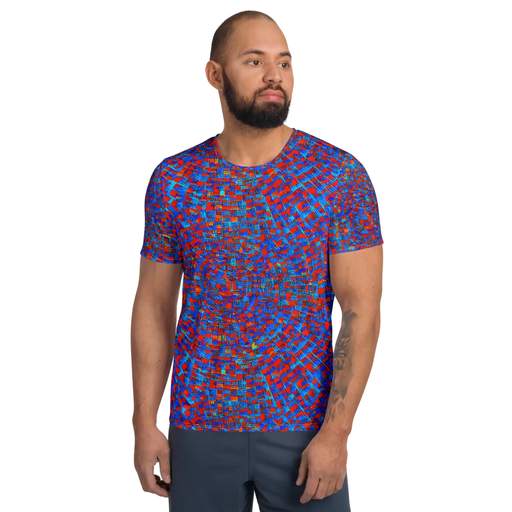 Neon City Grid on Men's Athletic T-Shirt — Front