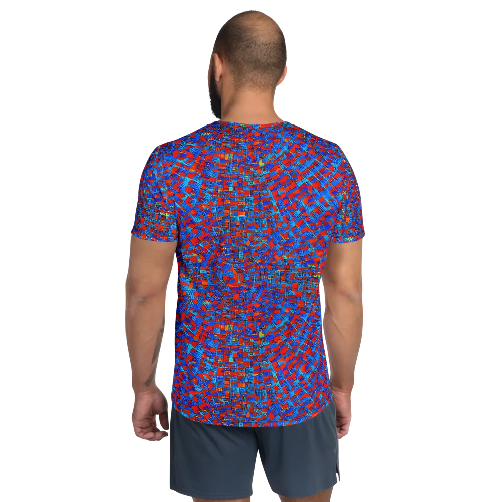 Neon City Grid on Men's Athletic T-Shirt — Back