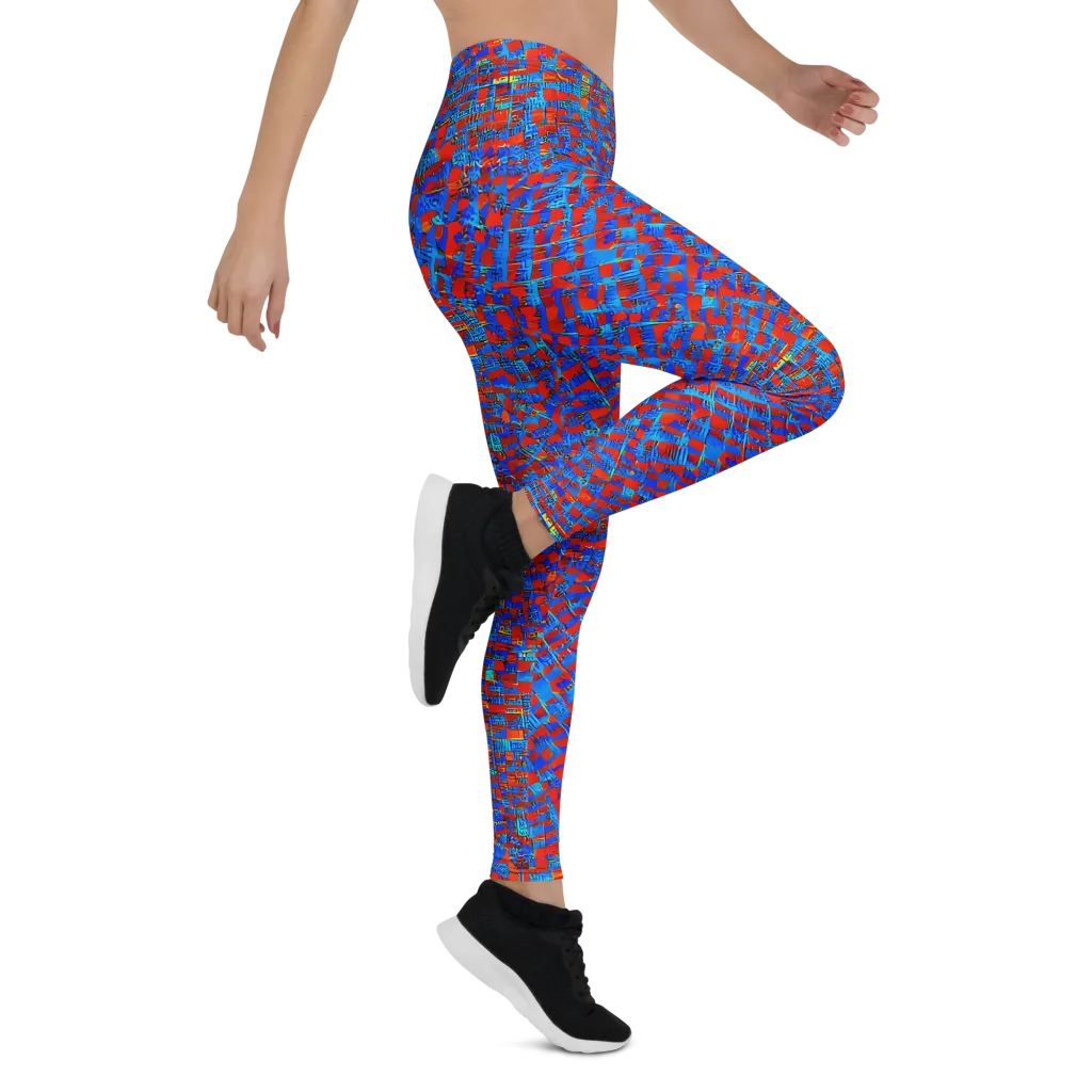 Neon City Grid on Leggings — Right