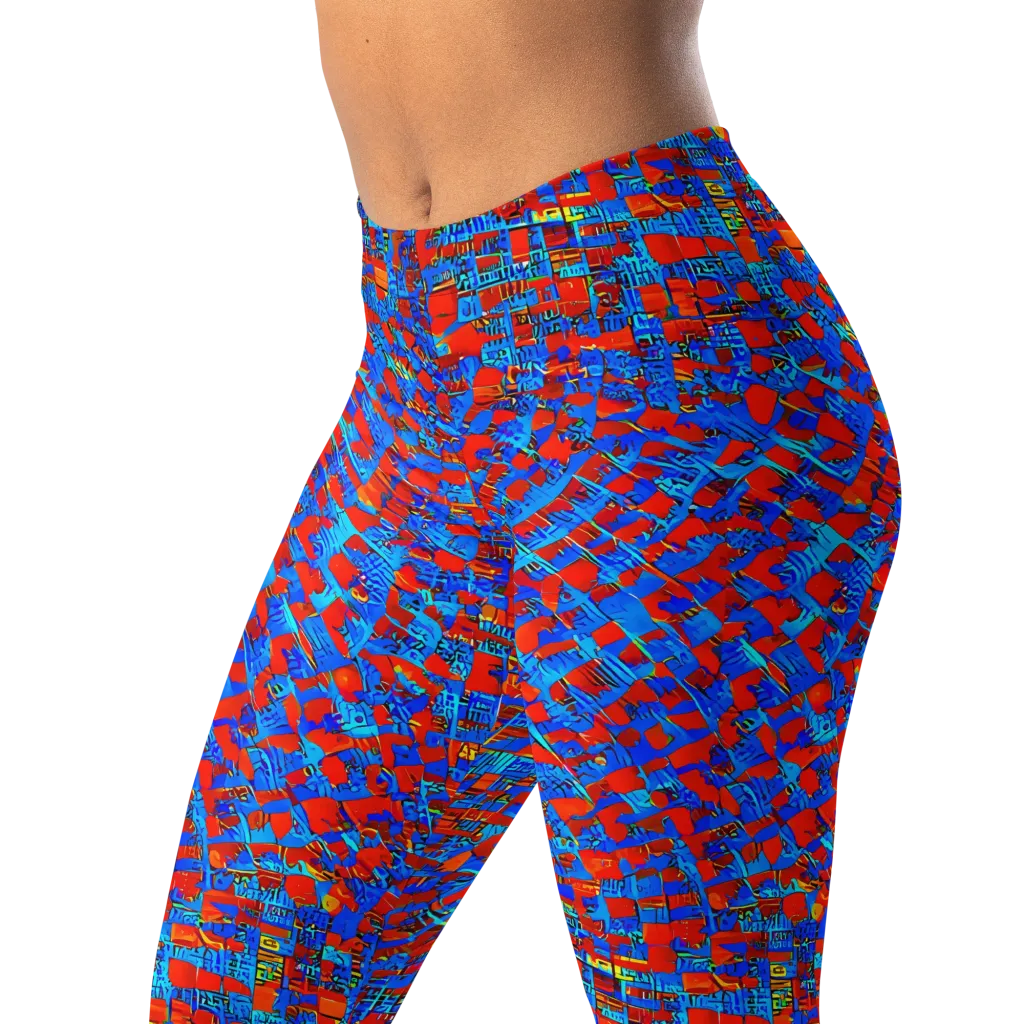 Neon City Grid on Leggings — Left Front