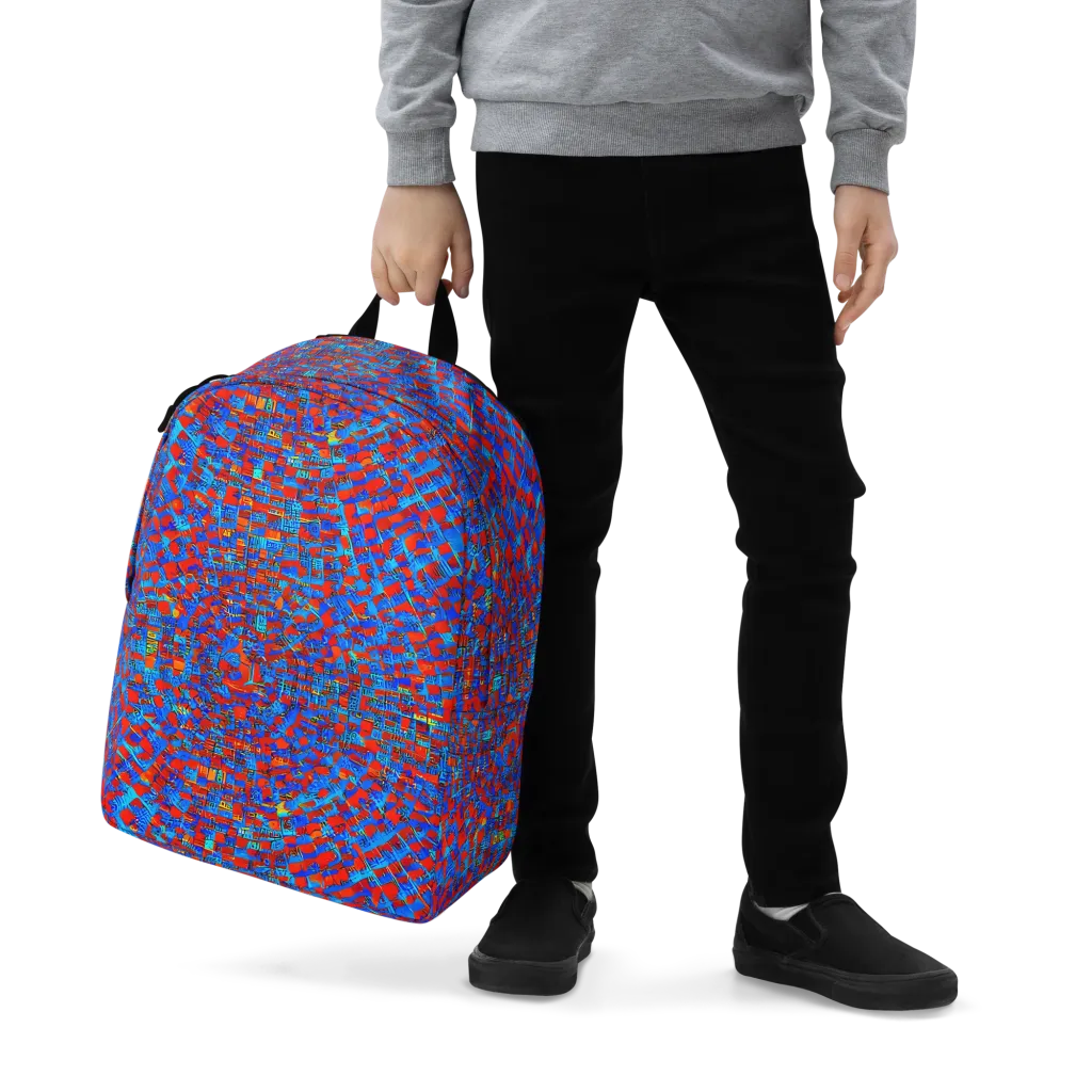 Neon City Grid on Minimalist Backpack — Zoomed-in