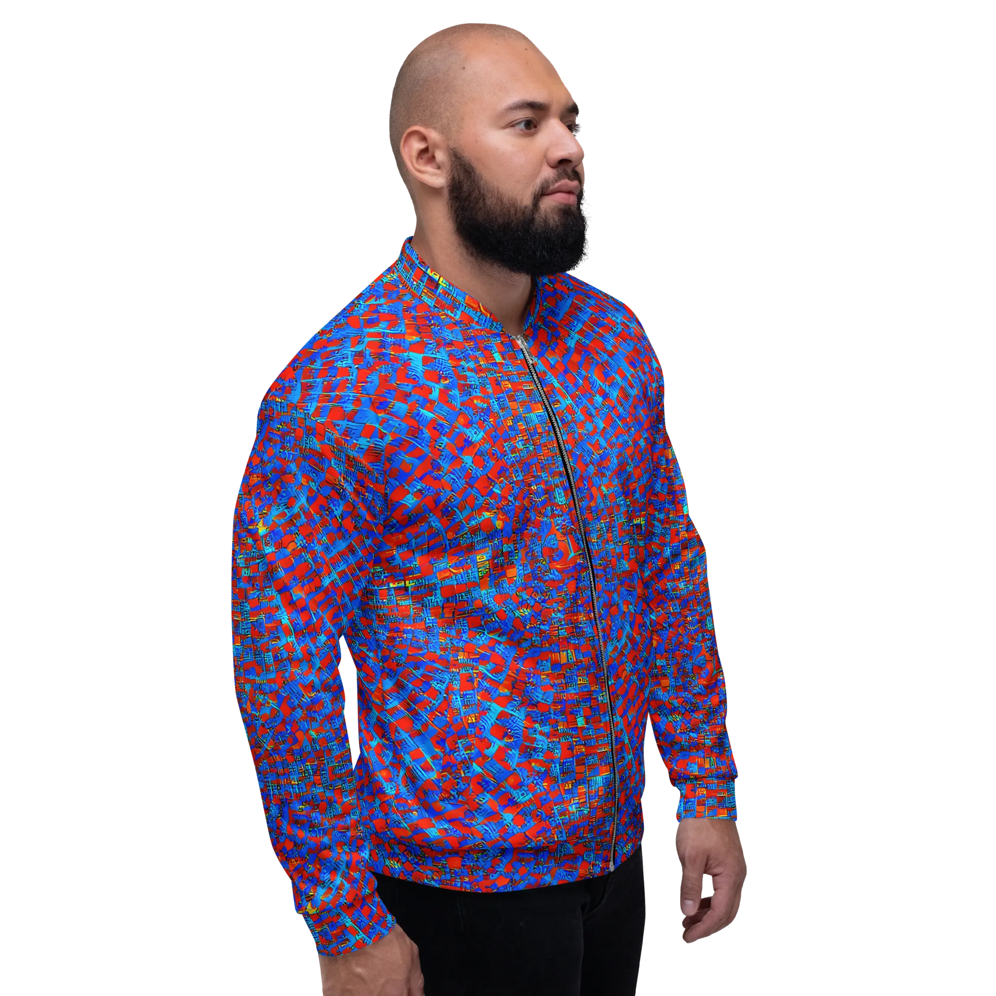 Neon City Grid on Bomber Jacket — Right