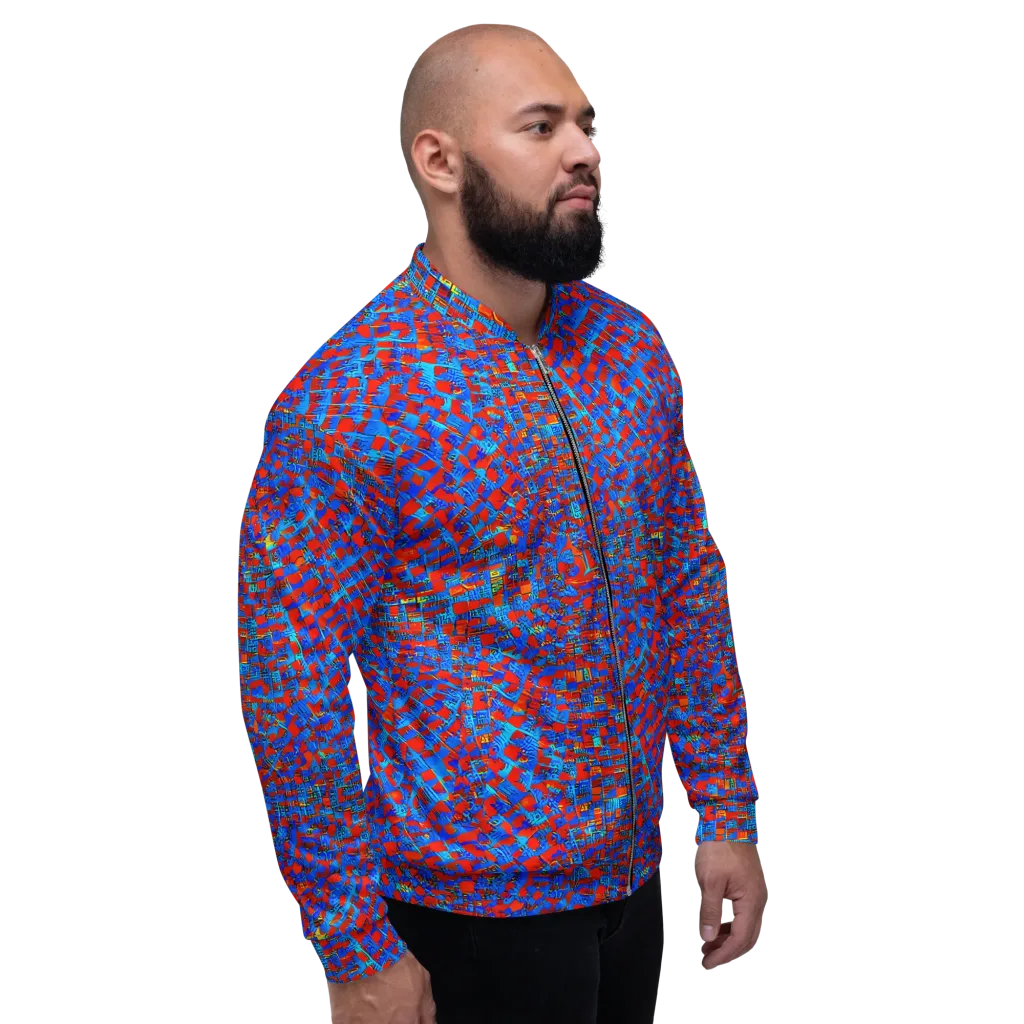Neon City Grid on Bomber Jacket — Right