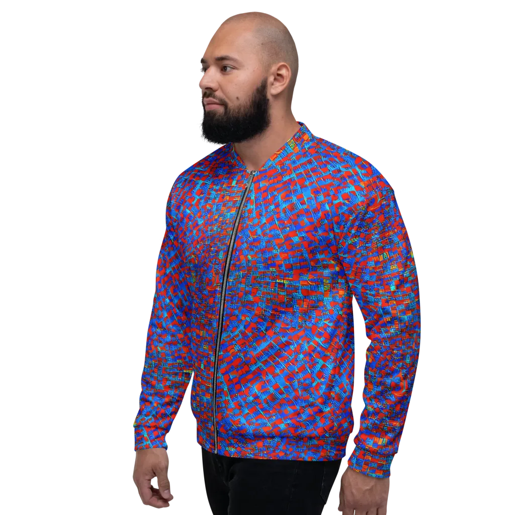 Neon City Grid on Bomber Jacket — Left