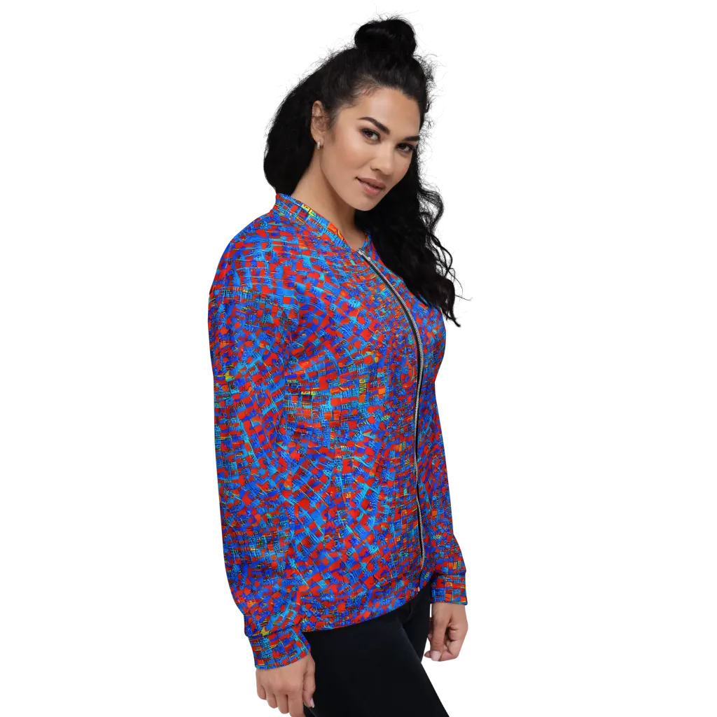 Neon City Grid on Bomber Jacket — Right