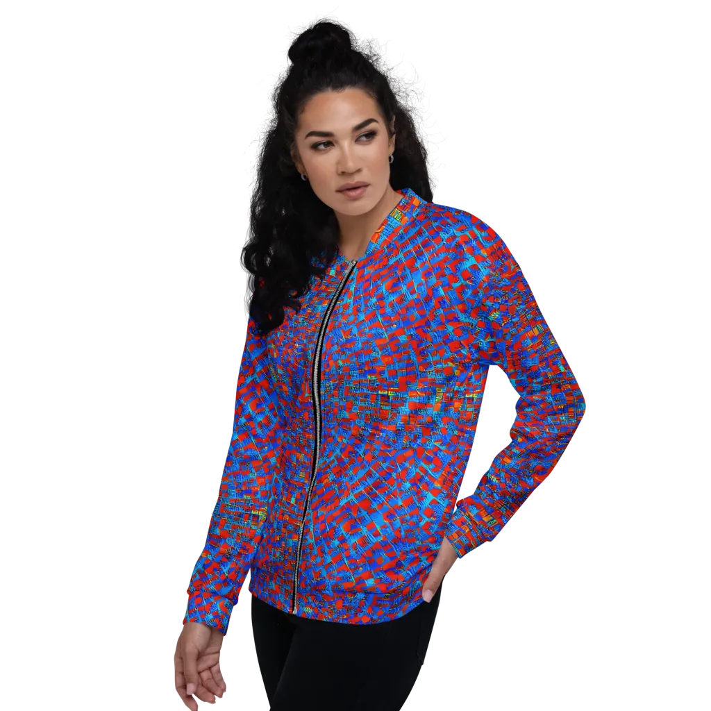 Neon City Grid on Bomber Jacket — Left