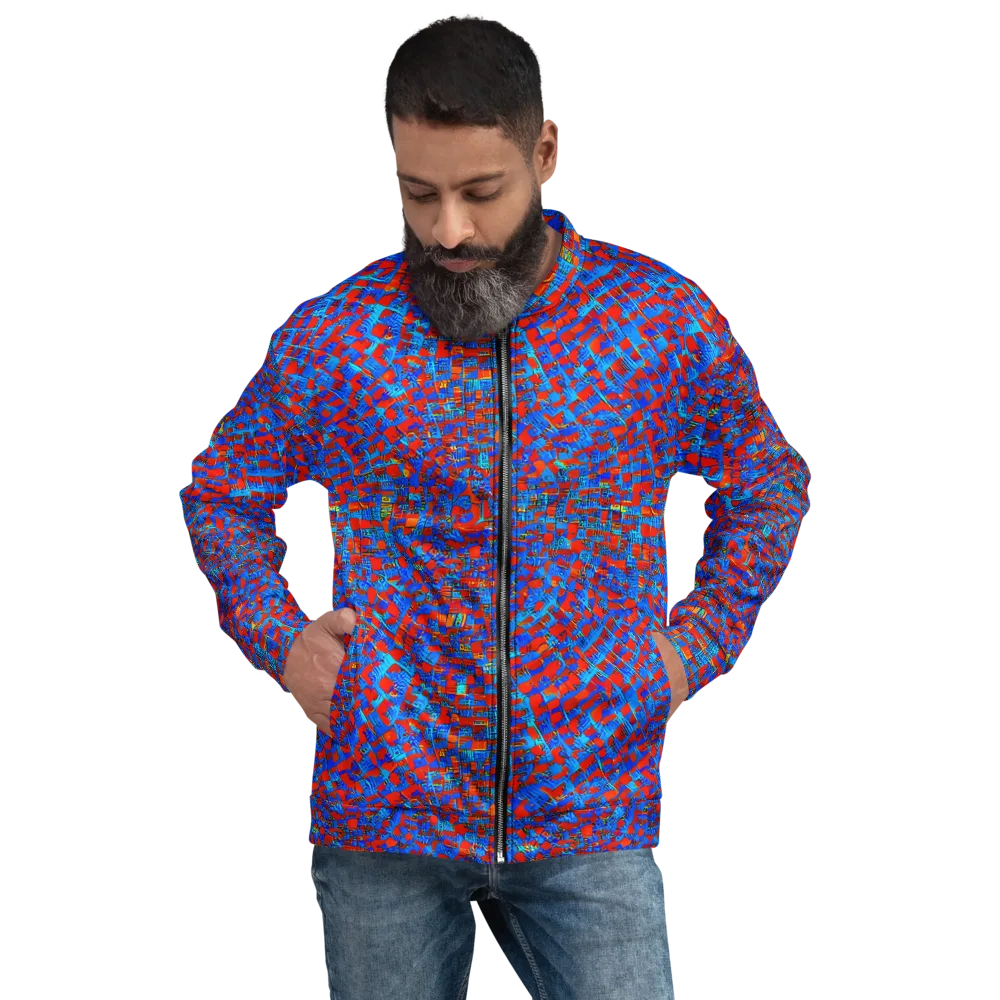 Neon City Grid on Bomber Jacket — Front