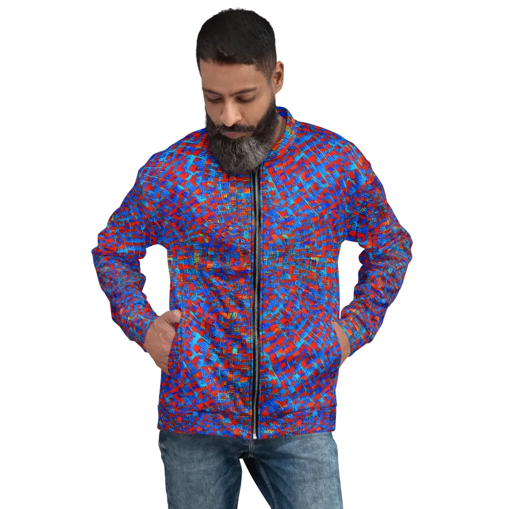 Neon City Grid on Bomber Jacket — Front
