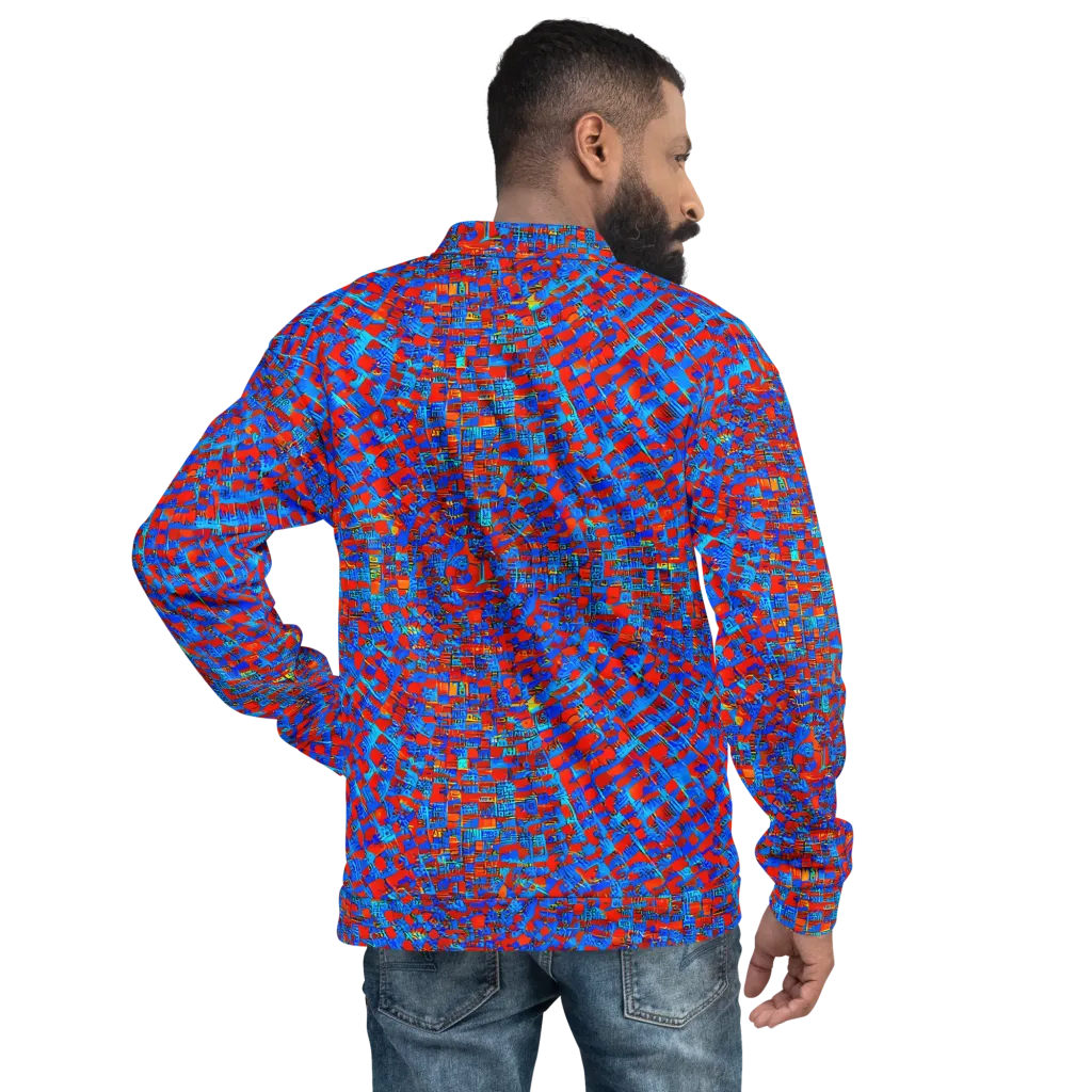 Neon City Grid on Bomber Jacket — Back