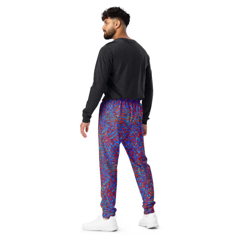 Neon City Grid on Men's Joggers — Back