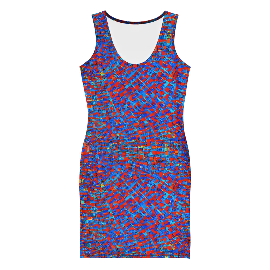 Neon City Grid on Bodycon Dress — Front