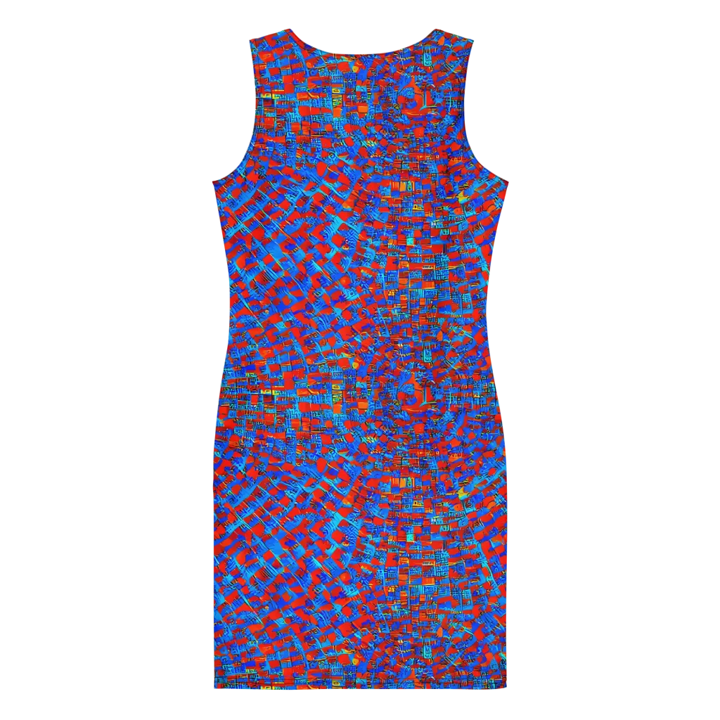 Neon City Grid on Bodycon Dress — Back
