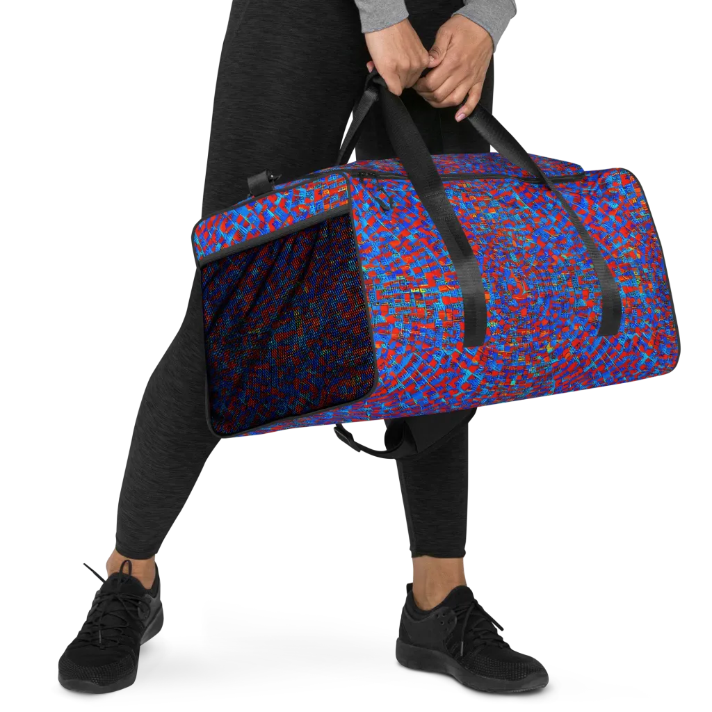 Neon City Grid on Duffle Bag — Right Front