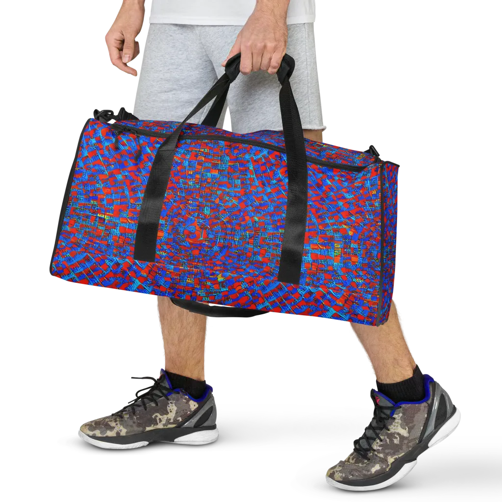 Neon City Grid on Duffle Bag — Front