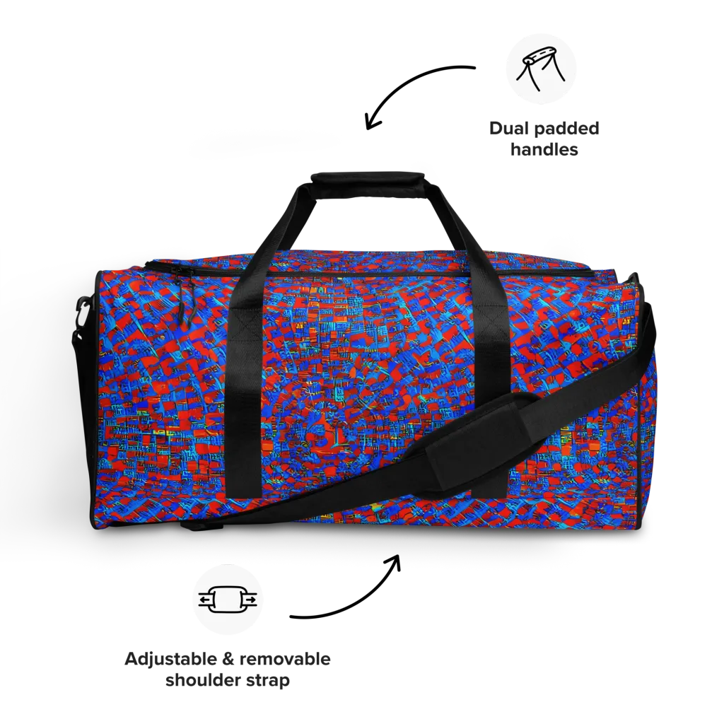 Neon City Grid on Duffle Bag — Front