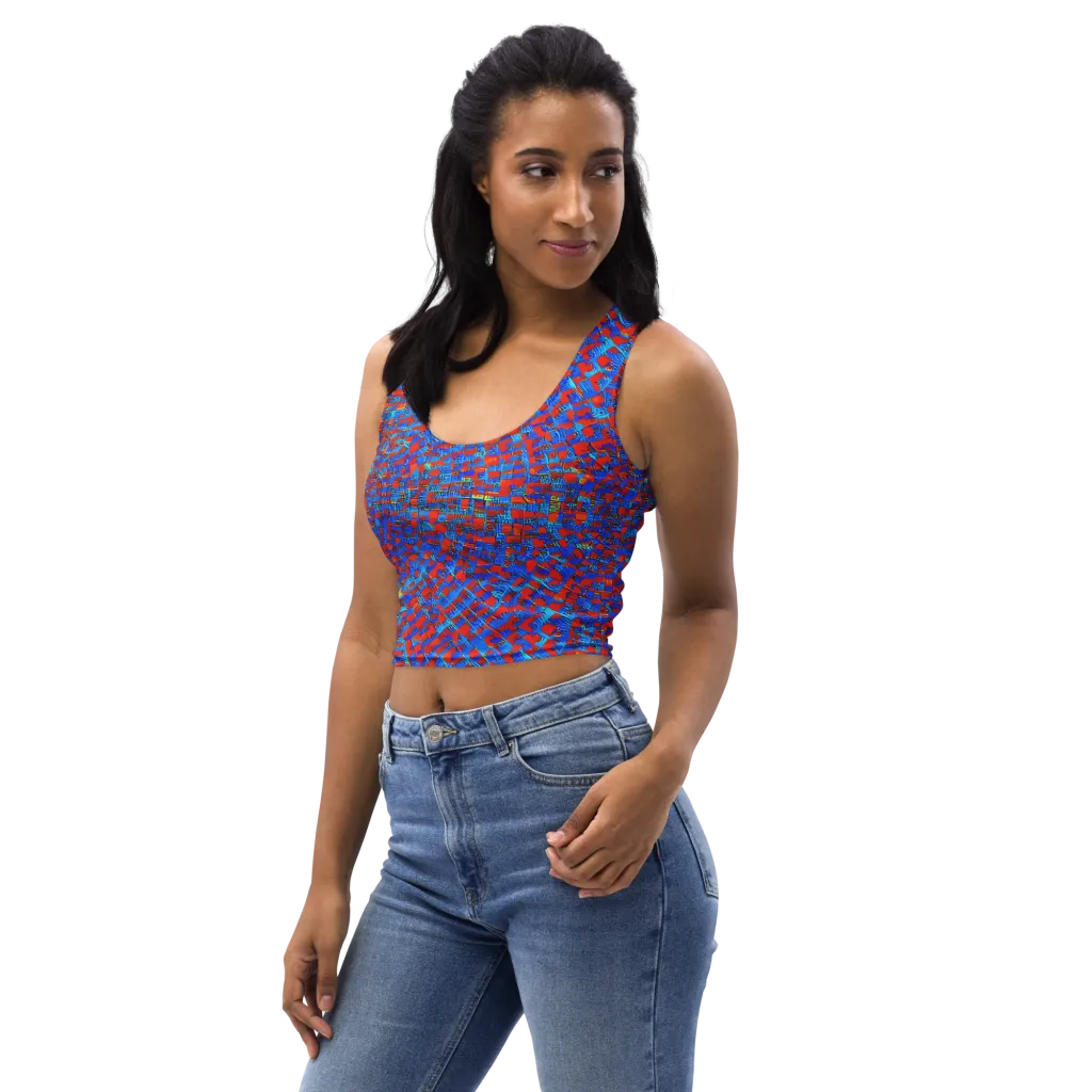 Neon City Grid on Crop Top — Left Front