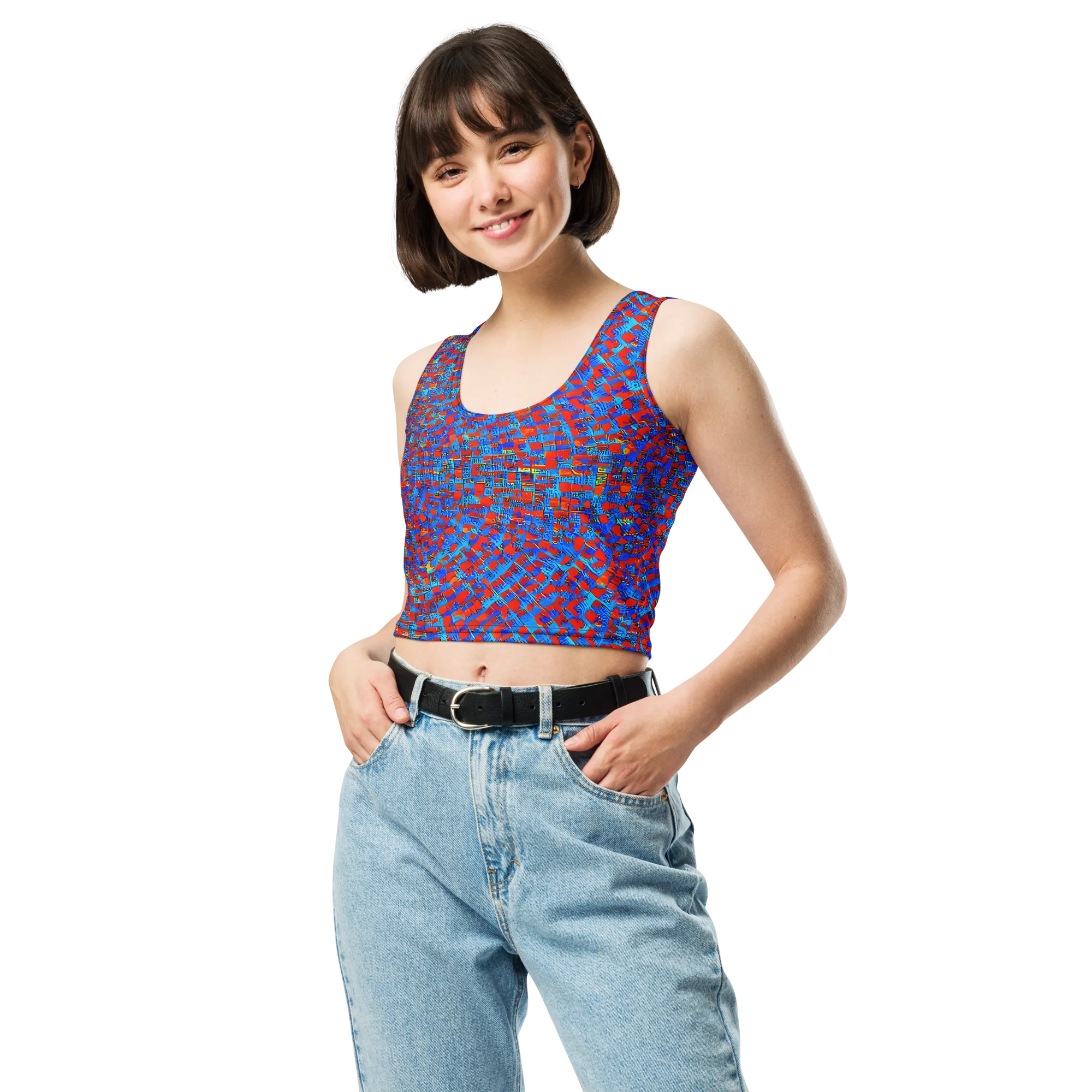 Neon City Grid on Crop Top — Front