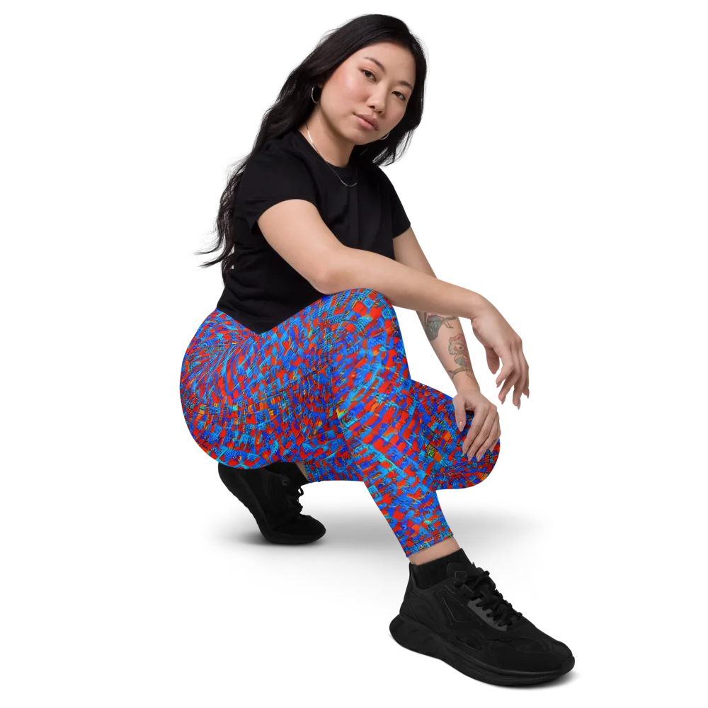 Neon City Grid on Leggings with Pockets — Right Front