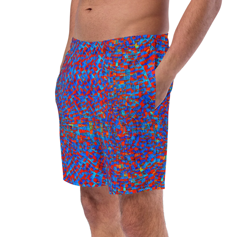 Neon City Grid on Swim Trunks — Left Front
