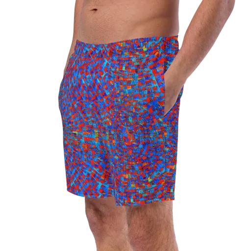 Neon City Grid on a Swim Trunks