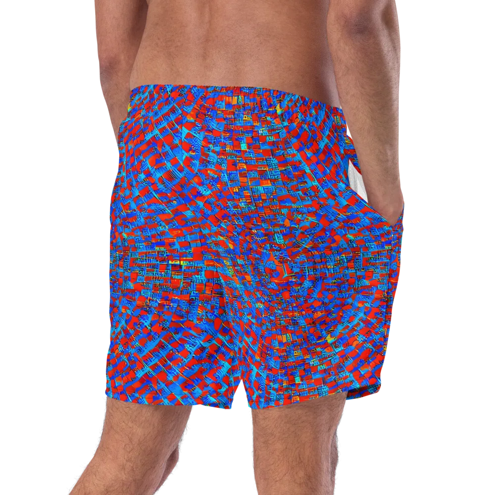Neon City Grid on Swim Trunks — Right Back
